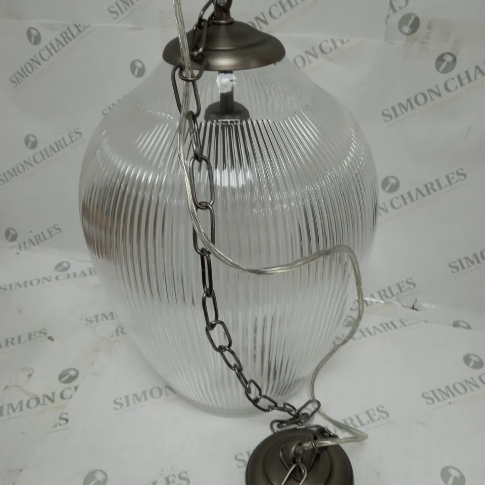 FULBROOK RIBBED GLASS HANGING CEILING LIGHT