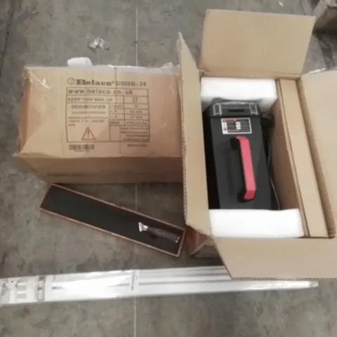 PALLET OF ASSORTED ITEMS INCLUDING DEHUMIDIFIER, MIG WELDER, ROLLER BLIND, KITCHEN KNIFE