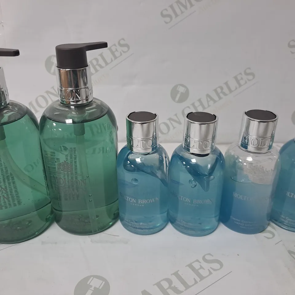 LOT OF MOLTON BROWN HAND CARE ITEMS INCLUDES SANITISER GEL AND HAND WASH