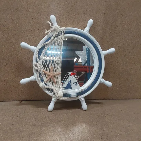 BOXED SHIP WHEEL BATHROOM MIRROR 