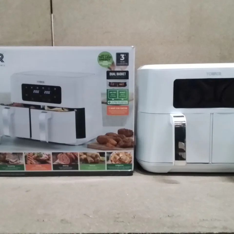 BOXED TOWER 8.5L DUAL BASKET AIR FRYER WHITE 