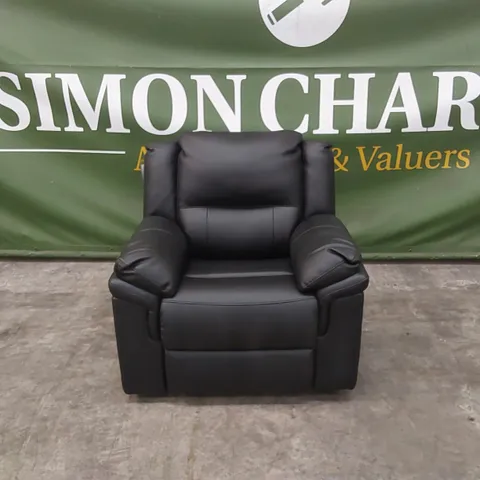 ALBION LUXURY FAUX LEATHER HIGH BACK MANUAL RECLINER ARMCHAIR - BLACK