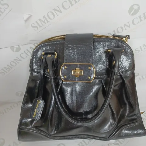 JASPER CONRAN LEATHER BAG IN BLACK/GOLD