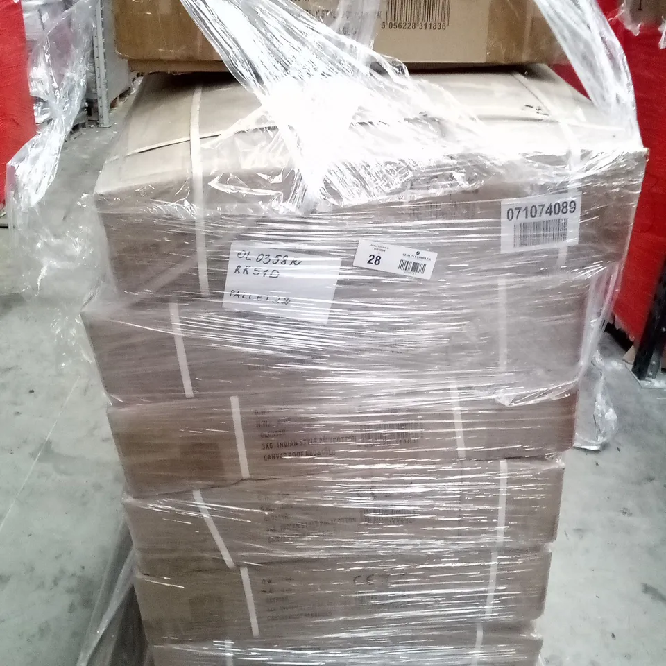 PALLET OF 15 BOXED 3X6M INDIAN STYLE POLYCOTTTON CANVAS ROOF RED AND GOLD 