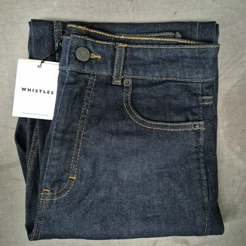 WHISTLES STRETCH BARREL LEG JEANS IN BLUE SIZE UK 27