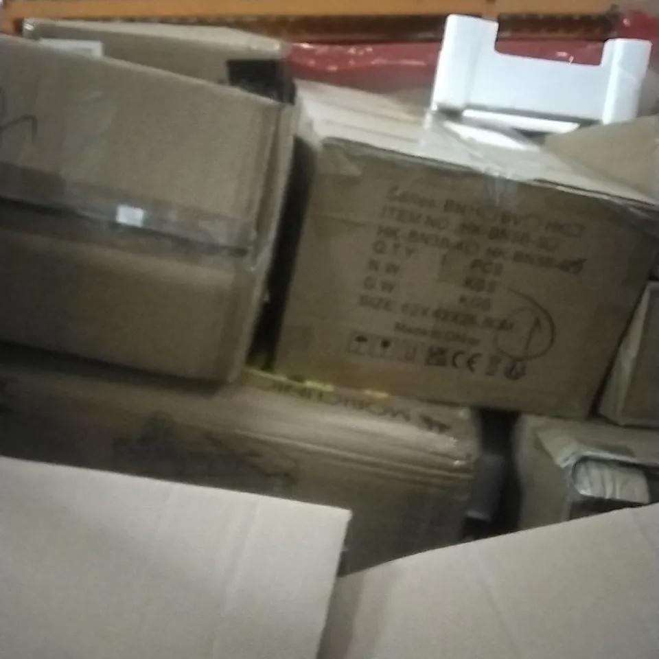 PALLET OF ASSORTED ITEMS INCLUDING- AIR PURIFIER, CEILING FAN, EV CHARGER