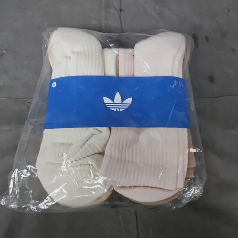 BAGGED ADIDAS 6PC CREW SOCK SET IN MULTIPLE COLOUR - UK 8.5-10