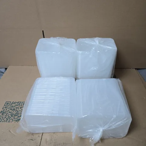 LARGE AMOUNT OF CLEAR RECTANGULAR FOOD CONTAINERS WITH LIDS BOXED