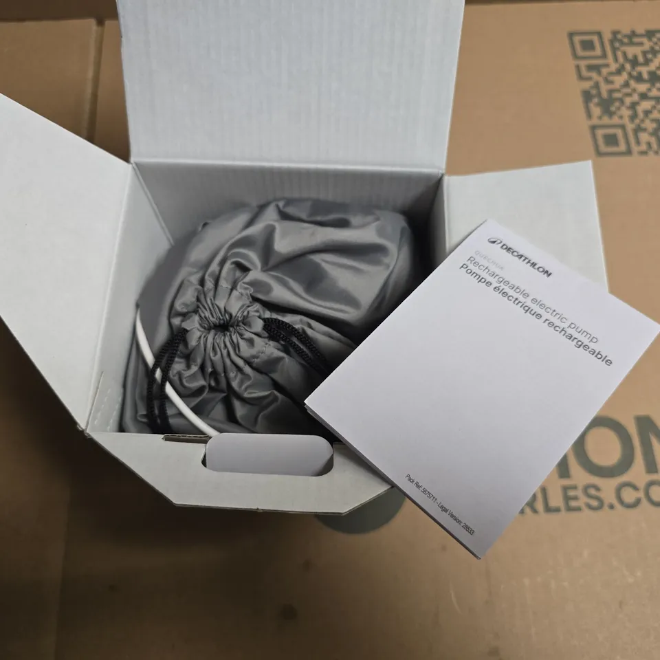 BOXED QUECHUA RECHARGEABLE ELECTRIC PUMP – PORTABLE AIR INFLATOR