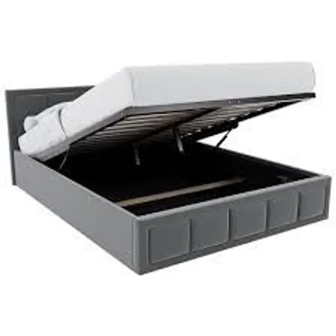 BOXED VANITA KING SIZE OTTOMAN FABRIC LIFT UP STORAGE BED - LIGHT GREY (2 BOXES)
