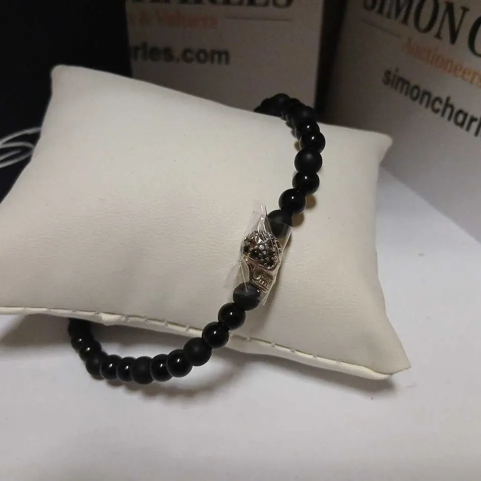 THOMAS SABO BLACK BEAD BRACELET WITH SILVER CHARM