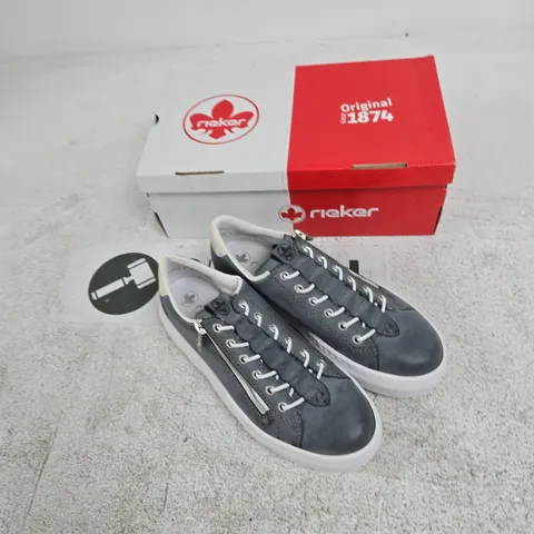 RIEKER SNEAKERS – BLUE/GREY WITH SIDE ZIP, EU 39 (UK 6.5)