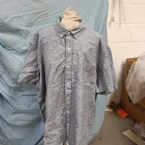 M&S LINEN RICH SHIRT – LIGHT BLUE, MEN'S, UK XXL (2XL)