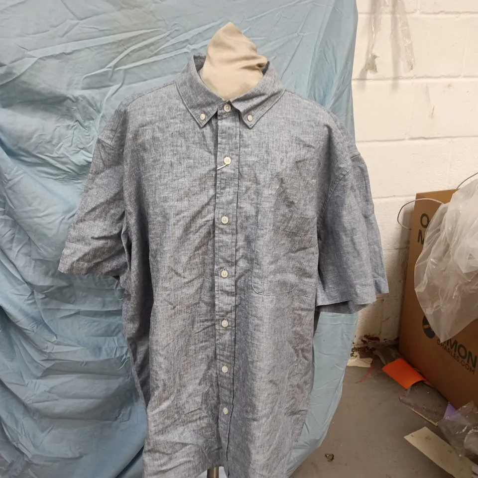 M&S LINEN RICH SHIRT – LIGHT BLUE, MEN'S, UK XXL (2XL)