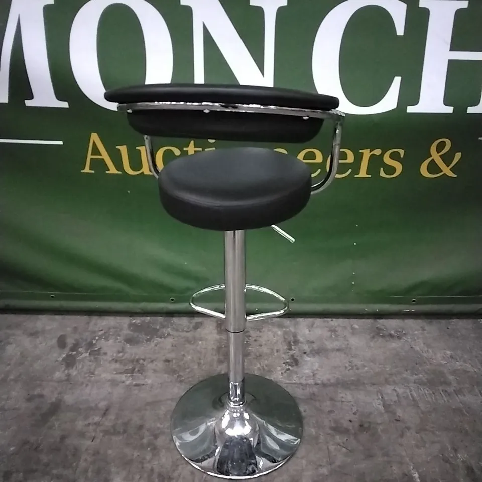 DESIGNER BLACK PU FAUX LEATHER AND CHROME BARSTOOL 