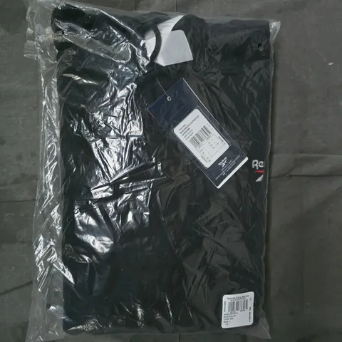 REEBOK IDENTIFY SMALL LOGO FLEECE HOODIE IN BLACK/WHITE/RED SIZE UK LARGE