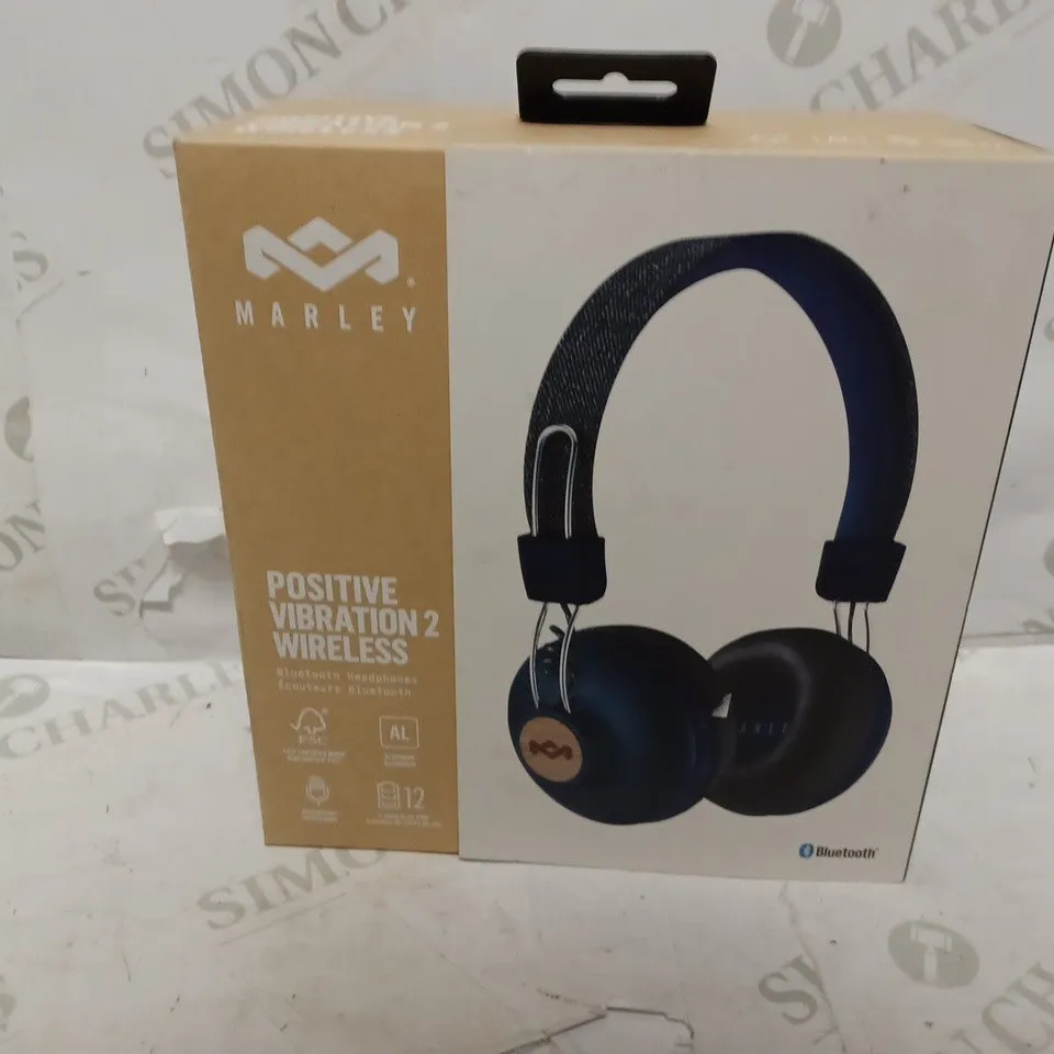 BOXED PAIR OF HOUSE OF MARLEY POSITIVE VIBRATION 2 WIRELESS HEADPHONES