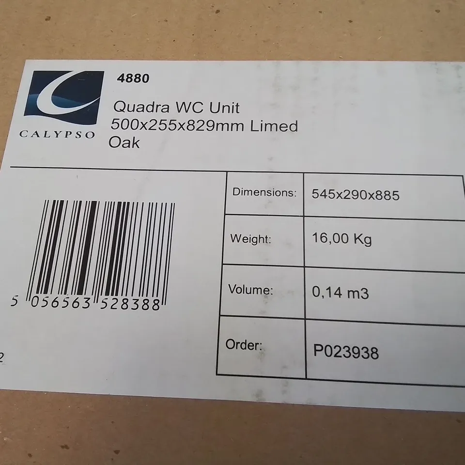 BOXED AS NEW CALYPSO QUADRA WC UNIT IN LIMED OAK - 500X255X829MM