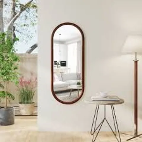 BOXED HANGING MIRROR FULL LENGTH MIRROR WOOD FRAME WALL-MOUNTED MIRROR-WALNUT