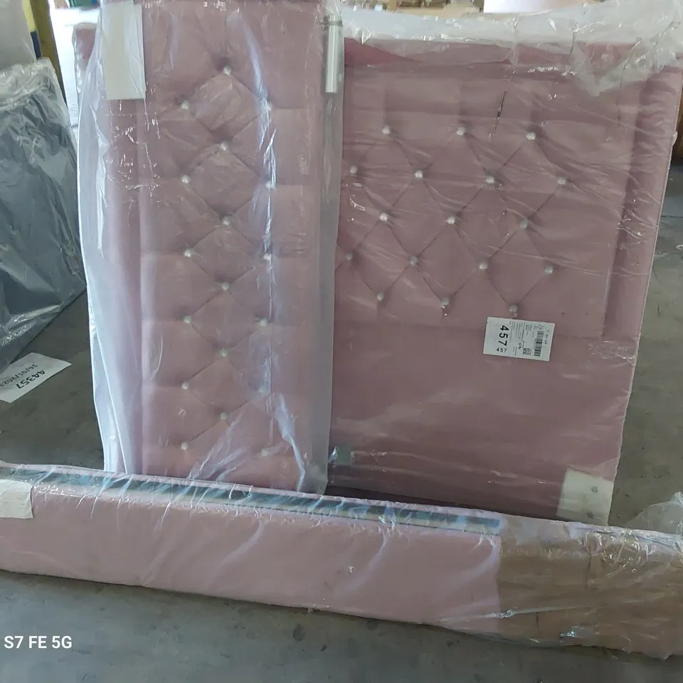 BAGGED 4'6" DOUBLE BEDFRAME, PINK VELVET