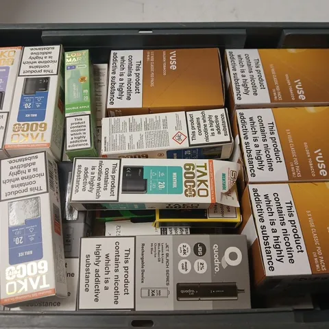 APPROXIMATELY 20 ASSORTED E-CIGARETTE PRODUCTS TO INCLUDE BRANDS SUCH AS VUSE, TAKO, QUADRO, ETC - COLLECTION ONLY
