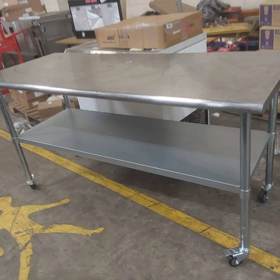 ADEXA COMMERCIAL STAINLESS STEEL CATERING TABLE ON WHEELS 
