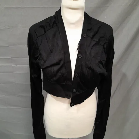 COS RESPONSIBLE WOOL BLACK CROPPED CARDIGAN - EUR SMALL
