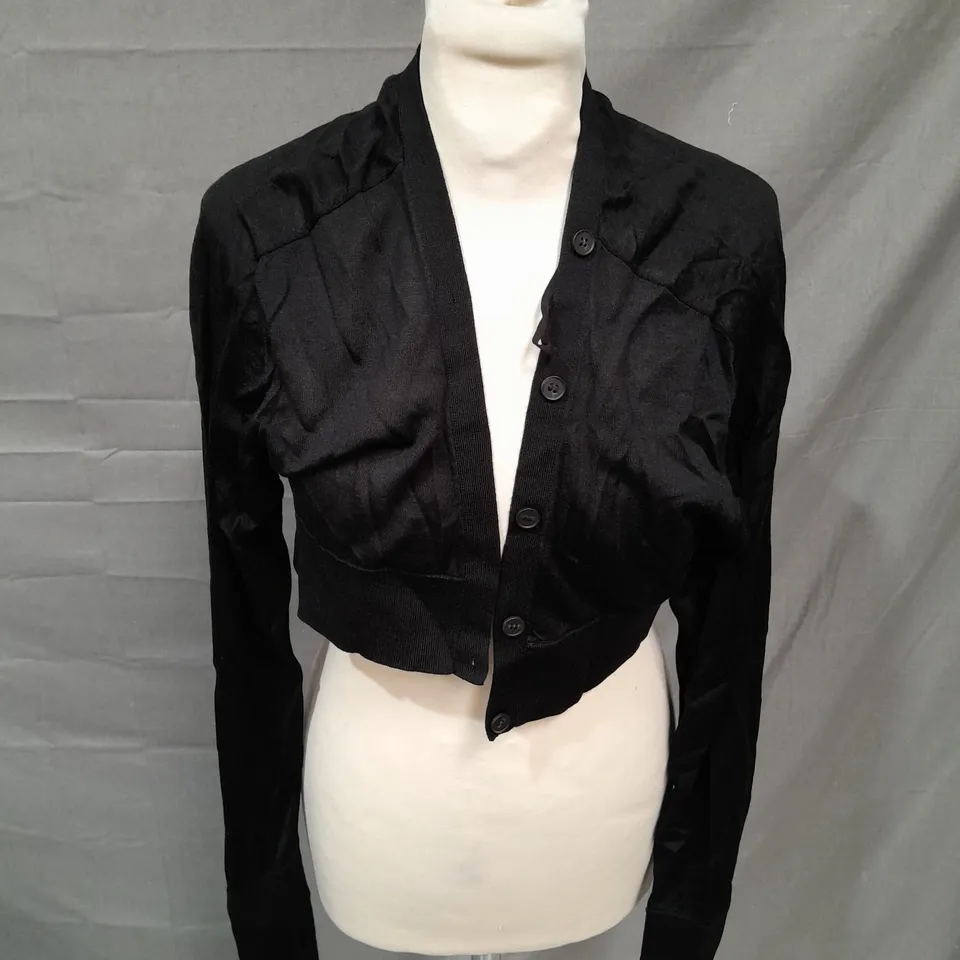 COS RESPONSIBLE WOOL BLACK CROPPED CARDIGAN - EUR SMALL