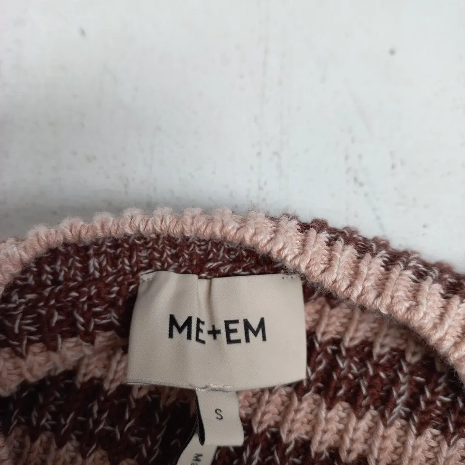 ME+EM MOULINÉ STRIPE STRAIGHT CARDIGAN – CINNAMON BROWN MULTI, SIZE S