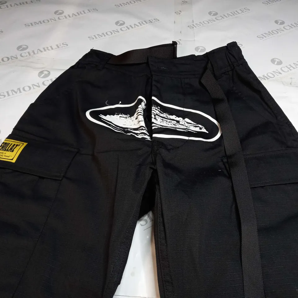 CORTEZ RULES THE WORLD GUERILLAZ BAGGY CARGO PANTS IN BLACK - XS