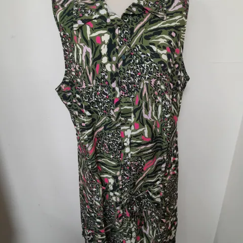 LIPSY PRINTED SHIRT DRESS IN KHAKI GREEN - UK 18