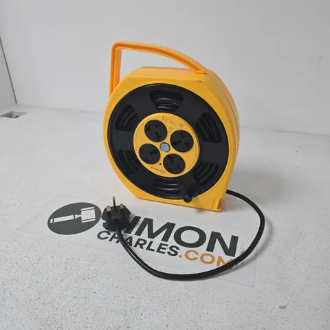 CABLE REEL WITH 4-OUTLET EXTENSION – YELLOW PORTABLE REEL