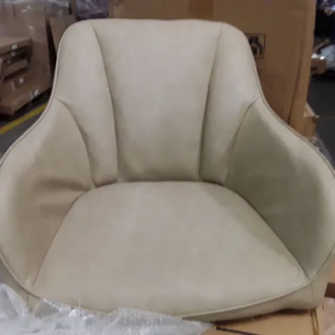 BOXED SET OF 2 UPHOLSTERED FAUX LEATHER DINING CHAIRS - KHAKI (1 BOX)