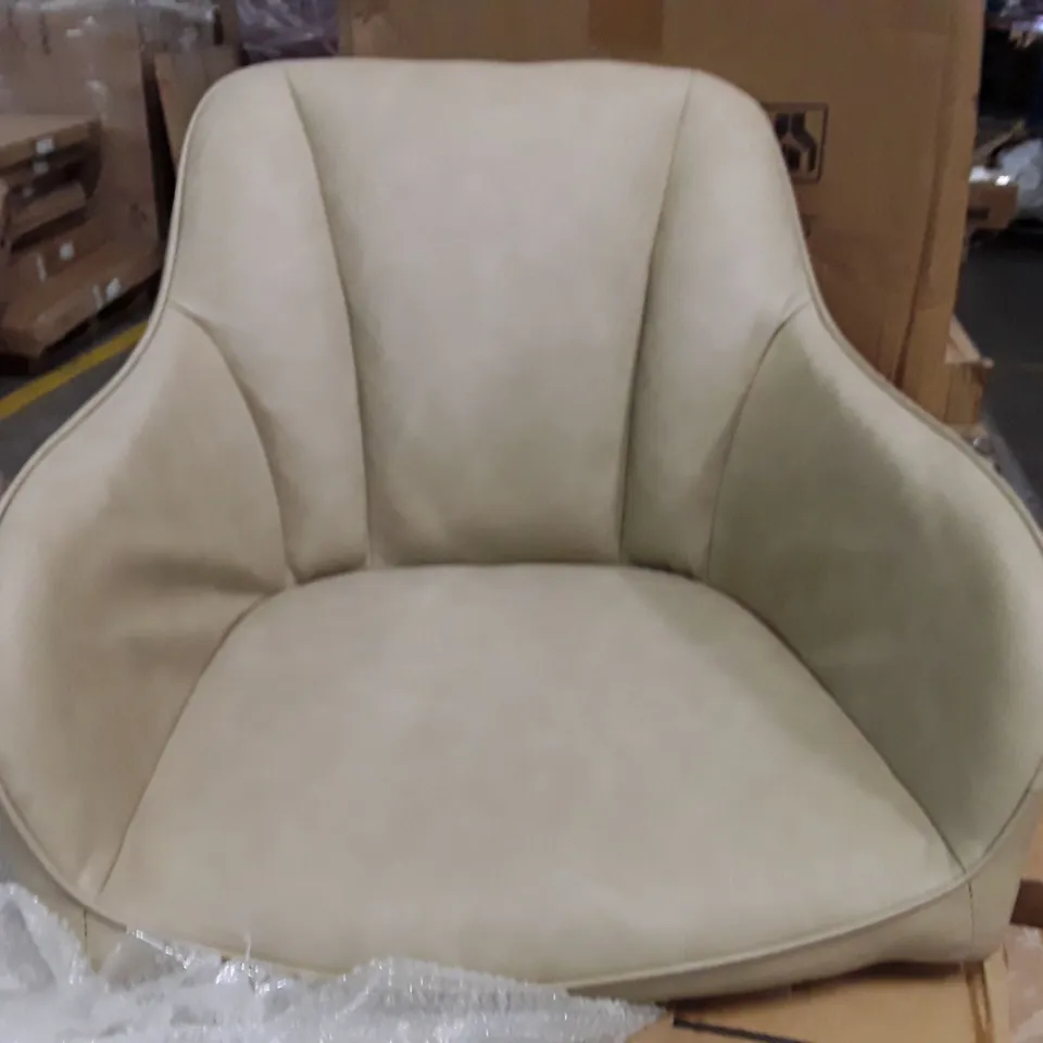 BOXED SET OF 2 UPHOLSTERED FAUX LEATHER DINING CHAIRS - KHAKI (1 BOX)