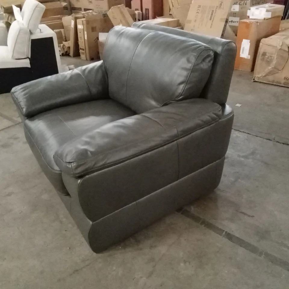 MARLOW ITALIAN LEATHER ARMCHAIR - ELEPHANT GREY RRP £799