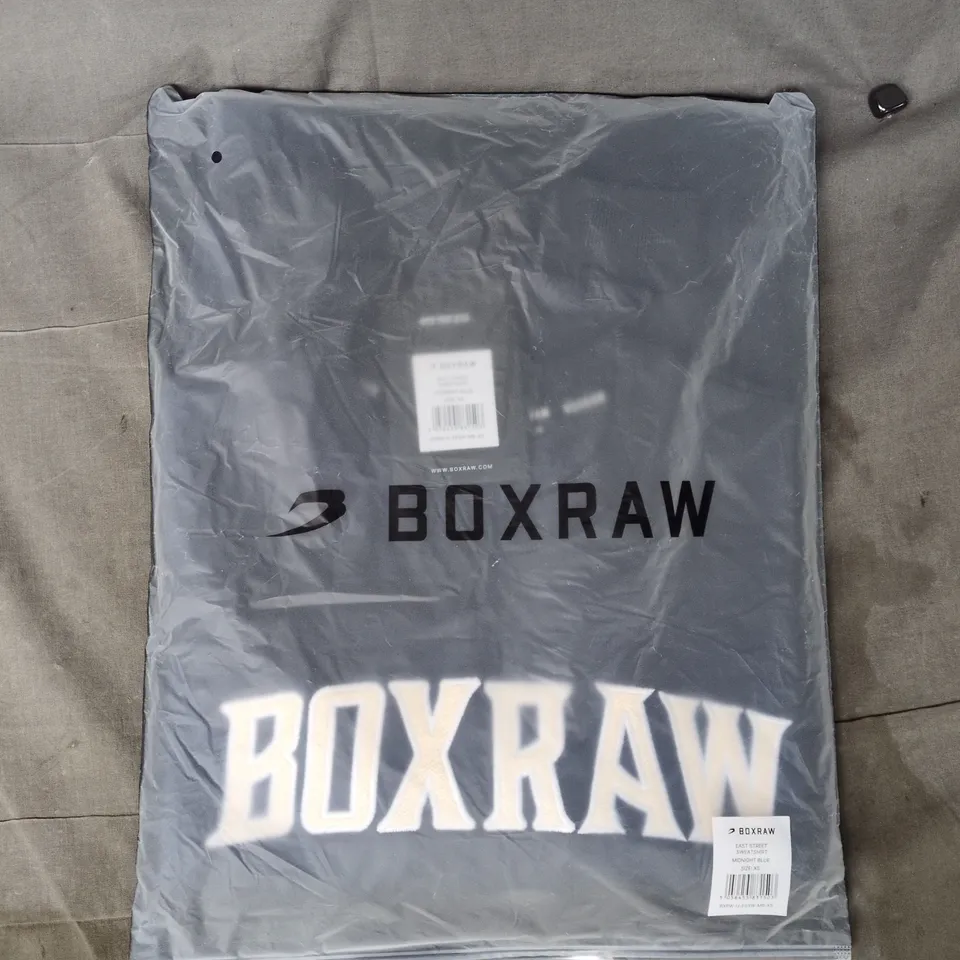 BAGGED BOXRAW EAST STREET SWEATSHIRT IN MIDNIGHT BLUE SIZE XS