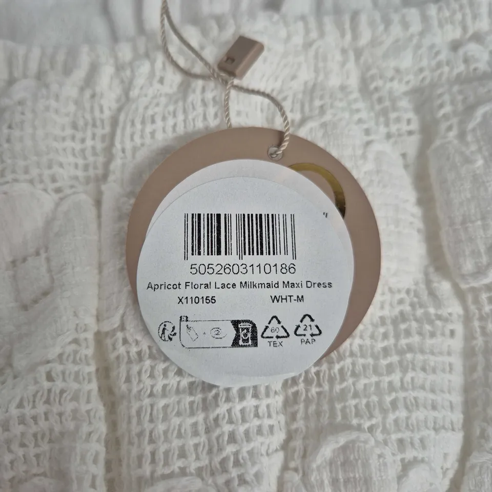APRICOT FLORAL LACE MILKMAID MAXI DRESS – UK 12