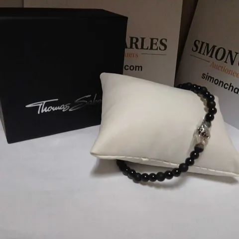 THOMAS SABO BLACK BEAD BRACELET WITH SILVER CHARM
