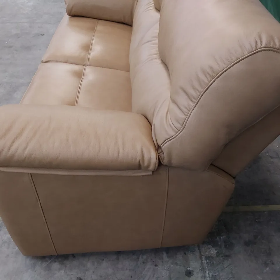 QUALITY BRITISH DESIGNER G PLAN STRATFORD TWO SEATER SOFA REGENT SAND LEATHER 