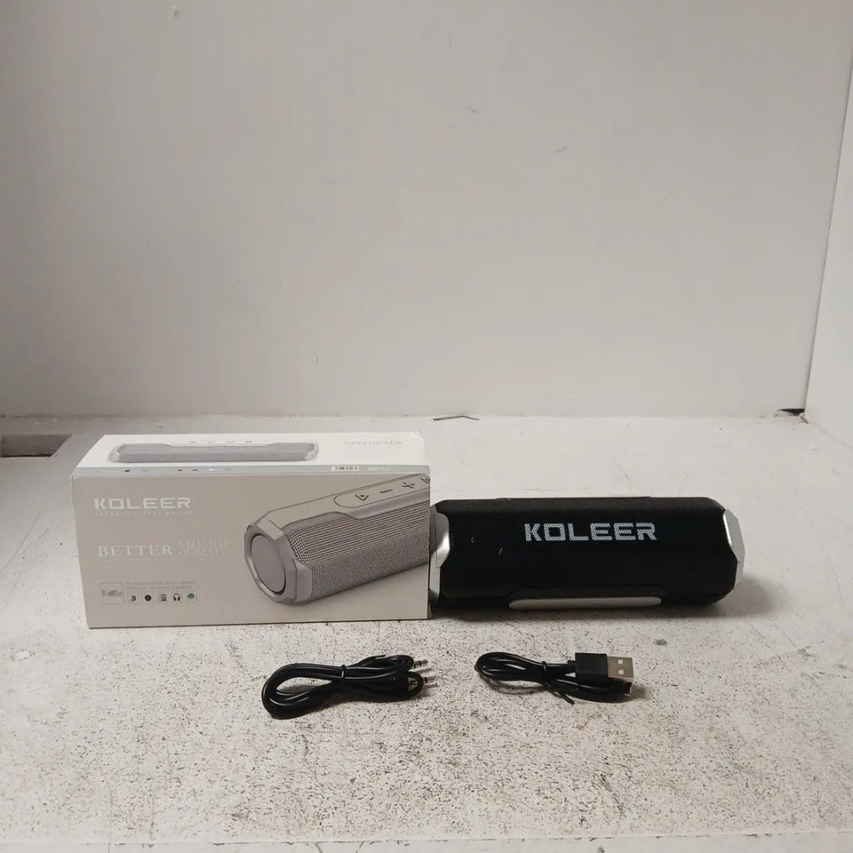 KOLEER PORTABLE BLUETOOTH SPEAKER – BLACK (BOXED) WITH USB CABLE