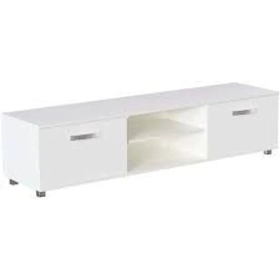 BOXED 2 DOOR TV STAND WHITE AND WAXED 50×120×30CM