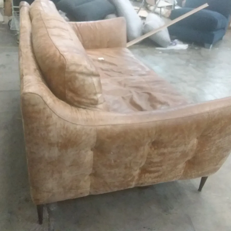 QUALITY DESIGNER CORDELIA 2 SEATER SOFA - TEXAS TAN LEATHER 