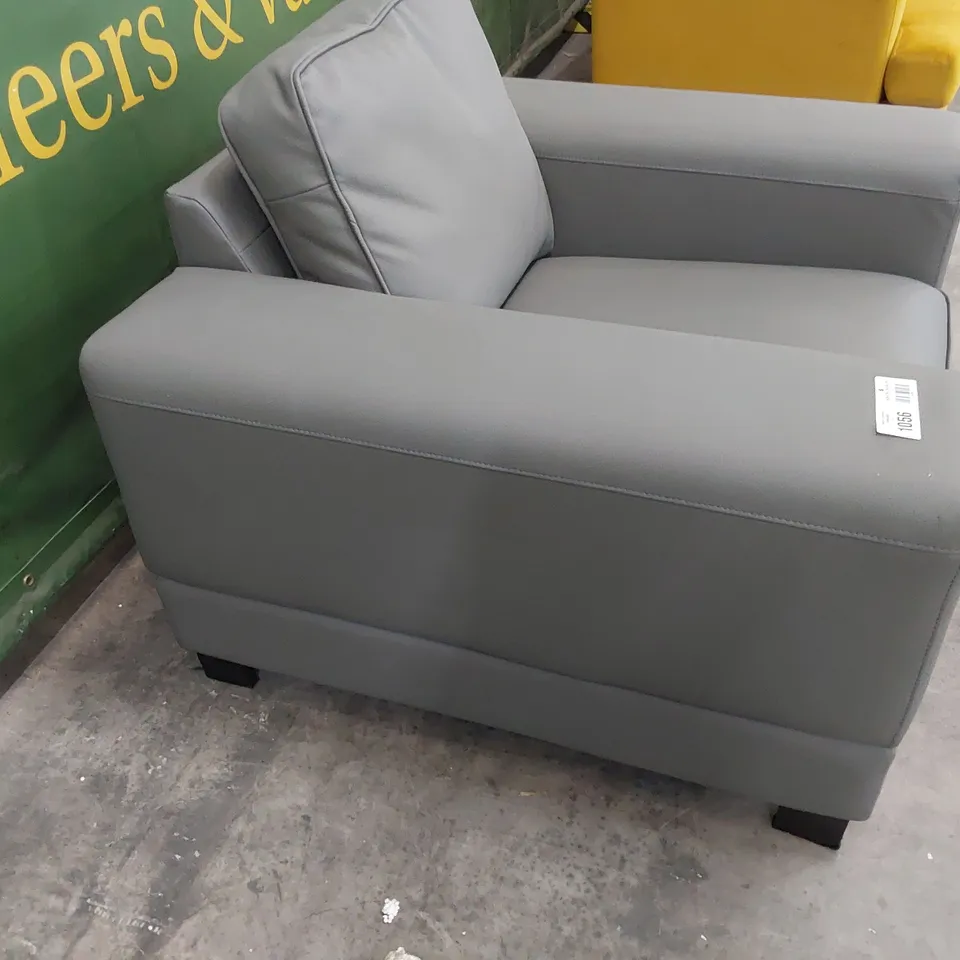 DESIGNER EASY CHAIR GREY LEATHER 