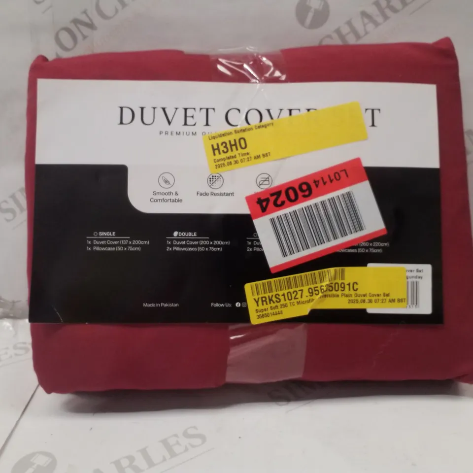 SUPER SOFT 250 TC MICROFIBRE REVERSIBLE PLAIN DUVET COVER SET