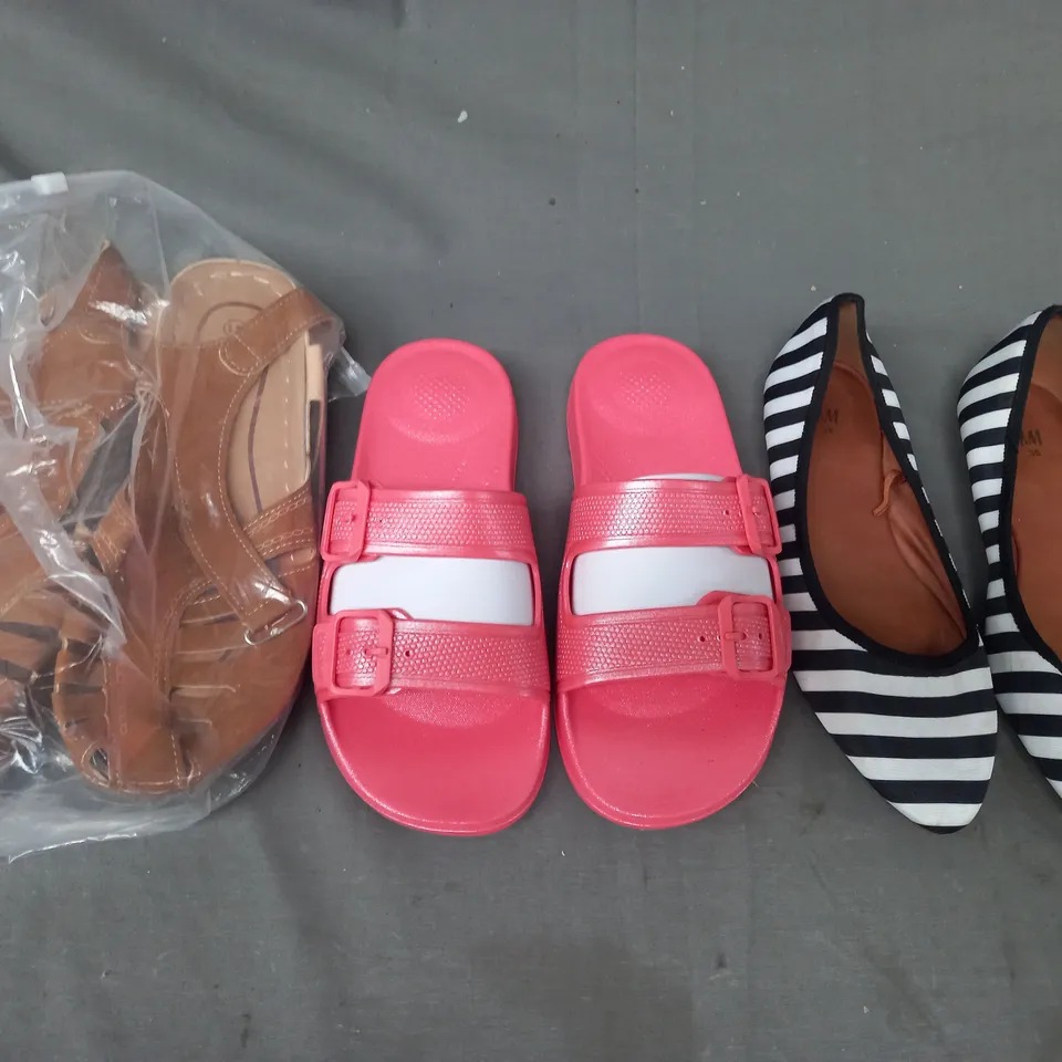 BOX OF APPROXIMATELY 15 ASSORTED PAIRS OF SHOES AND FOOTWEAR ITEMS IN VARIOUS COLOURS, STYLES, AND SIZES - COLLECTION ONLY