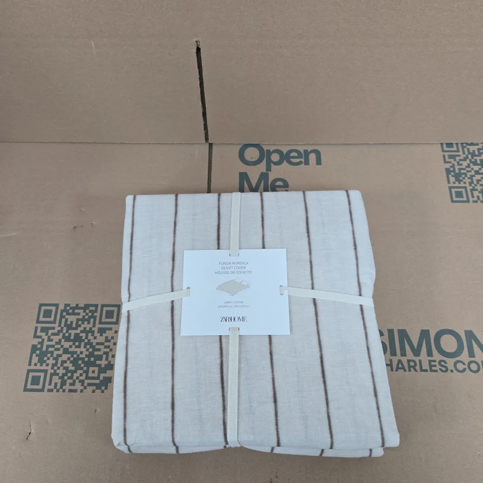 ZARA HOME LINEN/COTTON DUVET COVER – STRIPE PATTERN, 200X200 CM