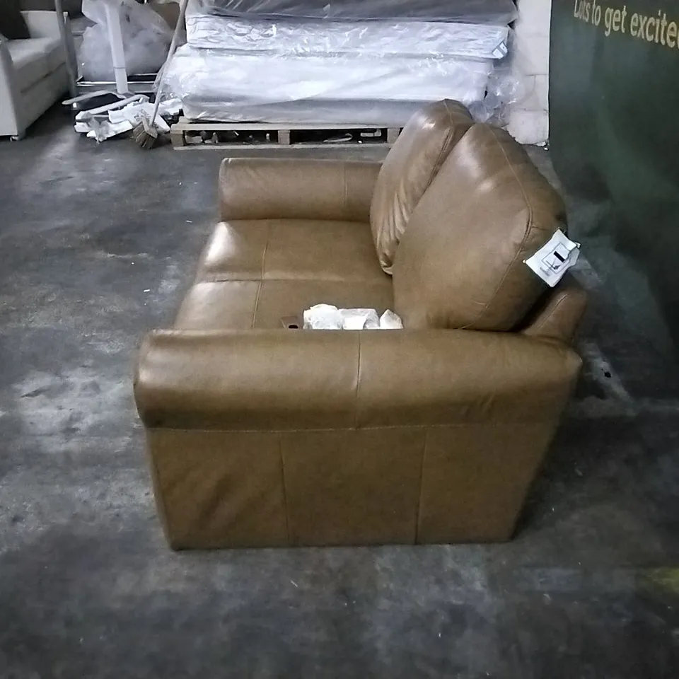 QUALITY DESIGNER FAUX LEATHER BROWN 2 SEATER SOFA 
