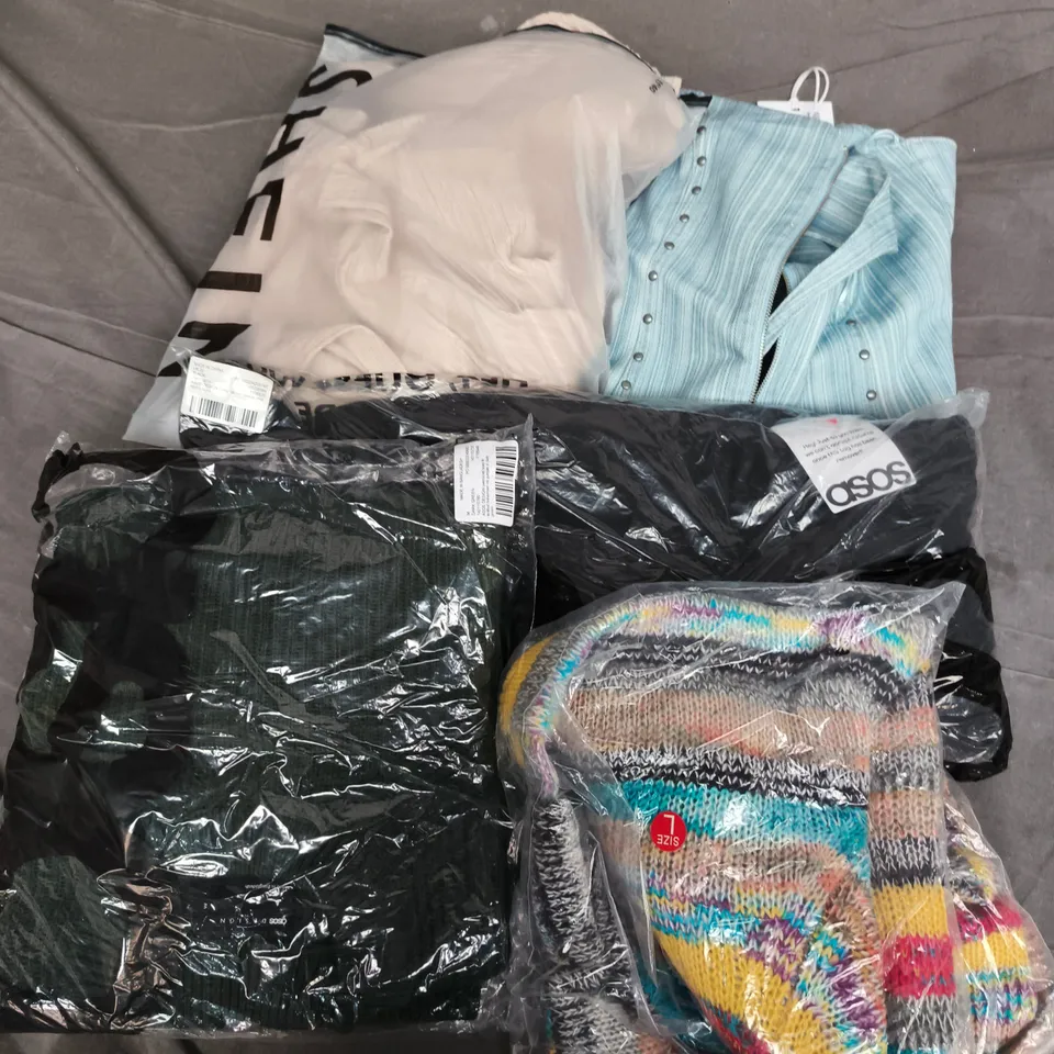 APPROXIMATELY 30 ASSORTED CLOTHING ITEMS IN VARIOUS SIZES, STYLES & COLOURS TO INCLUDE BRANDS SUCH AS SHEIN, ASOS, BERSHKA, ETC - COLLECTION ONLY