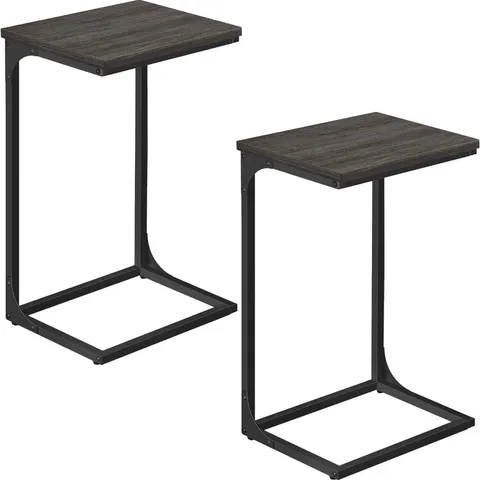 BOXED VASAGLE C-SHAPED SIDE TABLE, SET OF 2 - GREY/BLACK 