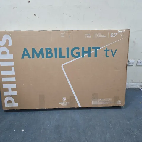 PHILIPS 65-INCH AMBILIGHT TV 8500 SERIES 4K QLED (BOXED) - DAMAGED SCREEN 